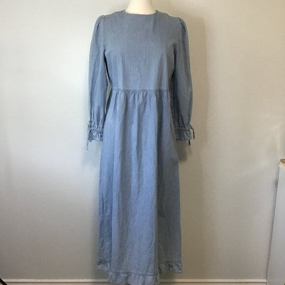 Benin Plain Crew Neck Dress with Back Keyhole Button Size 8 - Picture 1 of 15